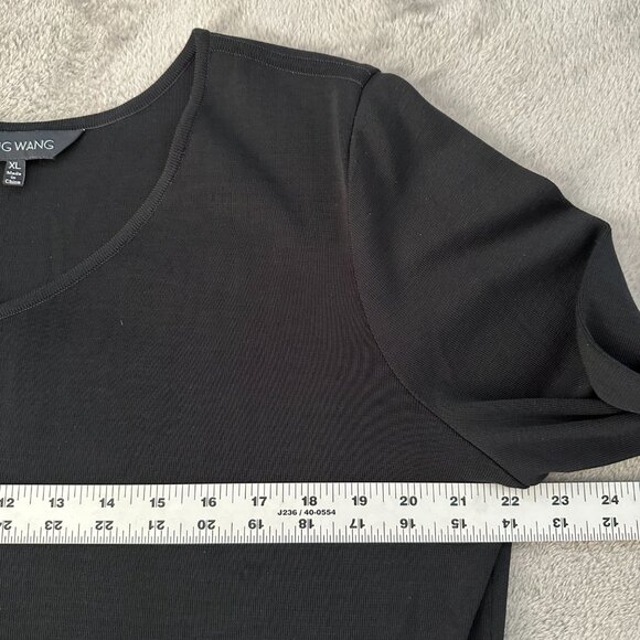 Ming Wang Black Shift V-Neck Dress Women's size LARGE Slinky Career Casual - Picture 5 of 6